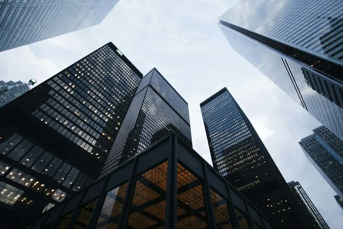 Glass-fronted commercial buildings